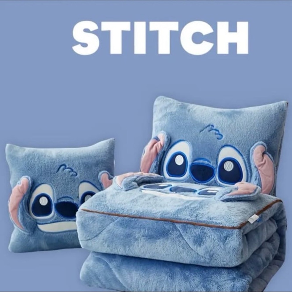 1pc, Disney Stitch 2-In-1 Pillow And Blanket Set, Featuring a Modern Cartoon - Picture 3 of 5